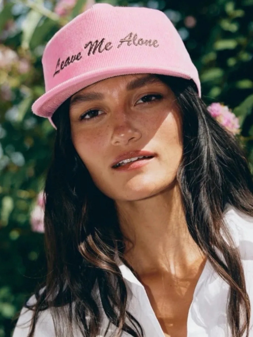 Daydreamer Leave Me Alone Pink Corduroy Pink Dad Embroidered Baseball Hat